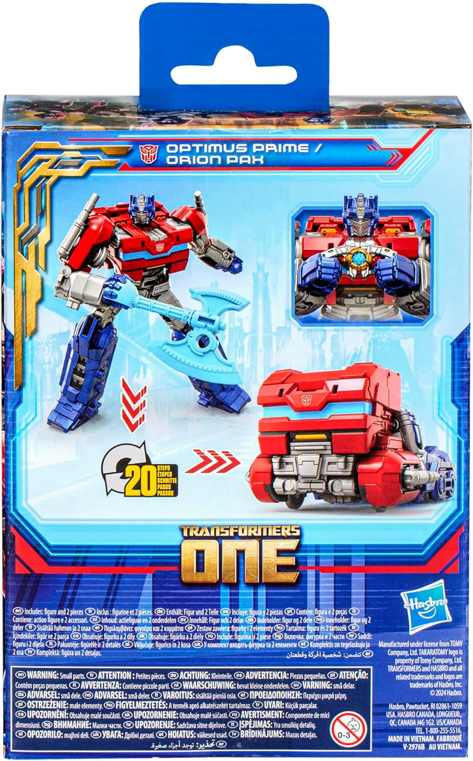 Transformers One Prime Changer Optimus Prime (Orion Pax) Figura de ação convertível de 12,7 cm, brinquedo de carro robô colecionável para meninos e meninas a partir dos 6 anos