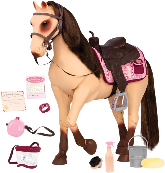 Our Generation Mane to Travel Conjunto de reboque para cavalos – Conjunto de reboque para cavalos cor-de-rosa para bonecas de 45 cm, características realistas, acessórios com tema de cavalos, brincadeira de faz de conta para maiores de 3 anos