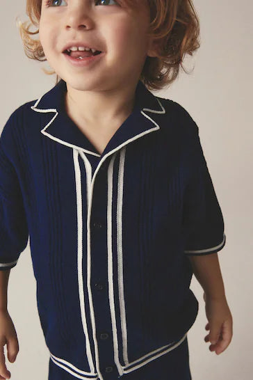 |BigBoy| Conjunto De camisa e Shorts Em Malha Azul Marinho (3 meses -10 anos)
