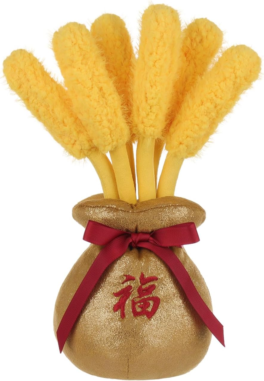 Vaso de cevada dourada de cordeiro damasco, bichinhos de peluche para crianças, brinquedos de peluche fofos e macios para bebés, menina e menino, vaso de cevada dourada fofa vermelha 11,5 polegadas