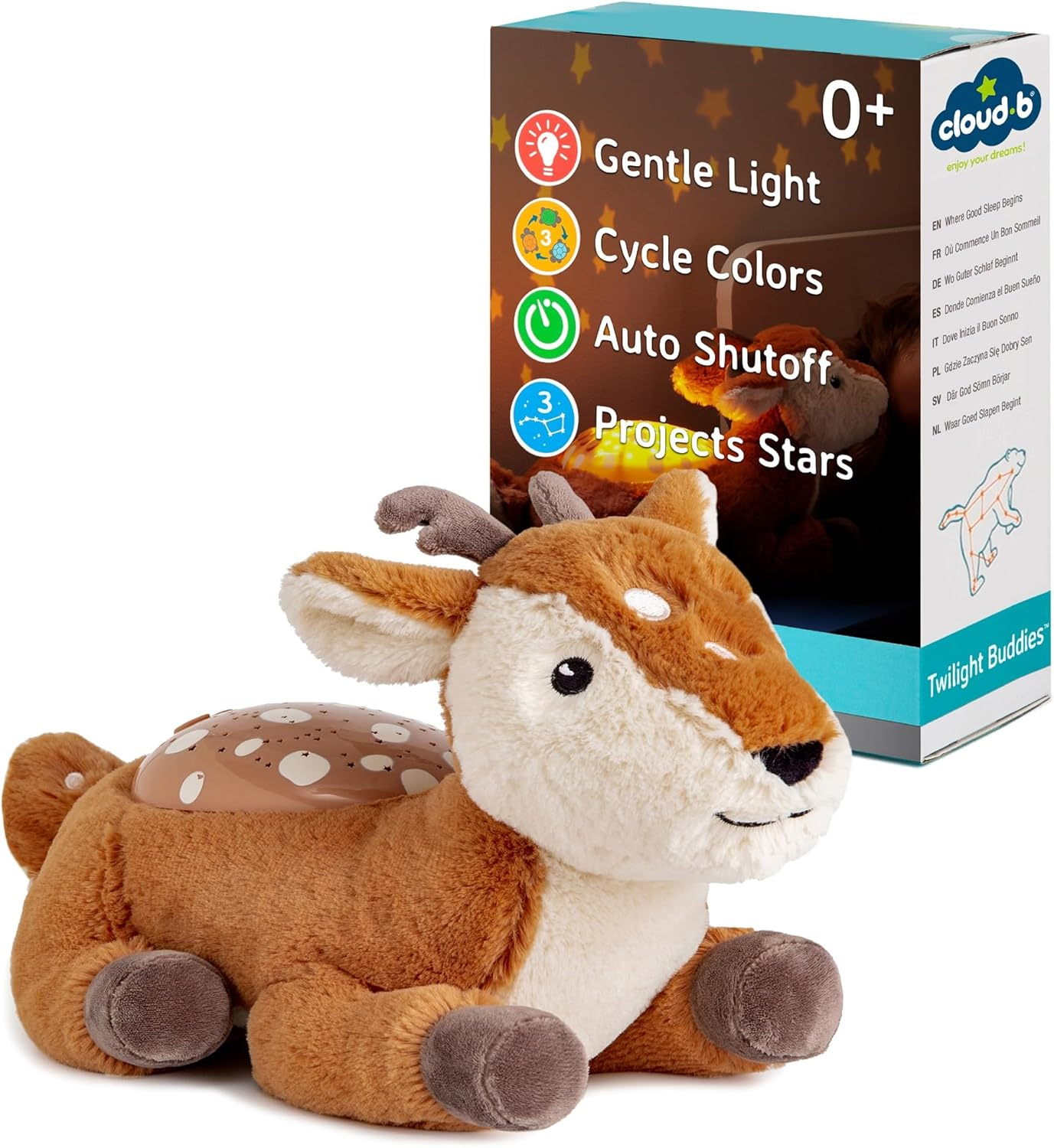 Cloud b Dream Buddies Benny the Bunny - A mini luz de presença relaxante para bebés que as crianças adoram | Projetor Star Sleep Aid com luzes suaves e desligar automático | Brinquedos para bebés essenciais para recém-nascidos