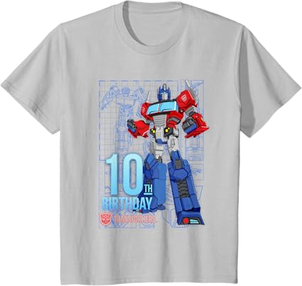 T-shirt de aniversário dos 10 anos do Optimus Prime dos TRANSFORMERS