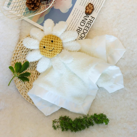 Edredão para bebé com flor de margarida e cordeiro alperce, manta macia para bebé, manta de segurança para meninos e meninas, 13,8 polegadas para bebés e crianças pequenas