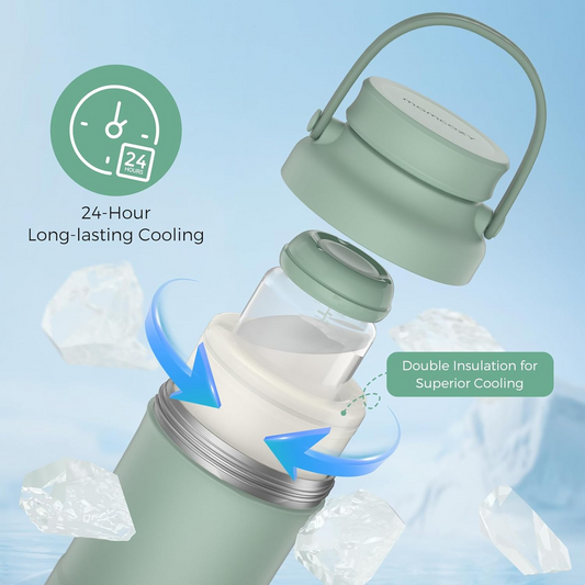 Momcozy Refrigerador de leite materno portátil para exteriores, refrigerador de leite materno de viagem com capacidade superior a 22 onças com 2 peças, arrefecimento total de 360° durante 24 horas