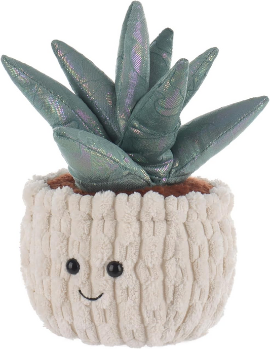 Animais de peluche de planta de aloé vera em vaso de cordeiro damasco para crianças, brinquedos de peluche fofos e macios para bebés, menina e menino, planta de aloé vera fofa em vaso verde 8,3 polegadas