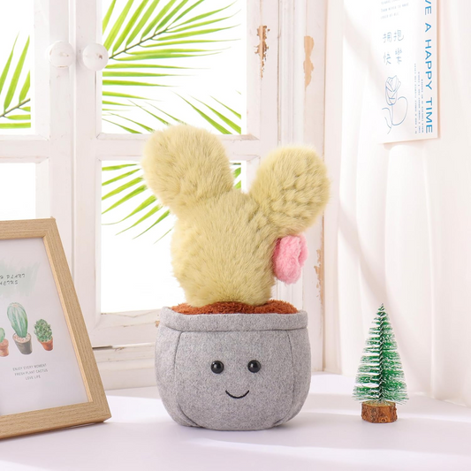 Damasco Cordeiro Suculento Flor Em Vaso Pelúcia Nopal Planta Bichos de Pelúcia para Crianças, Brinquedos de Pelúcia Macios e Fofos para Bebés Meninas e Meninos, Flor Em Vaso Fofa Nopal Planta 9,5 Polegadas