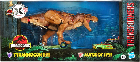 Transformers Generations Collaborative: Jurassic Park Mash-Up, Tyrannocon Rex e Autobot JP93, para maiores de 8 anos.