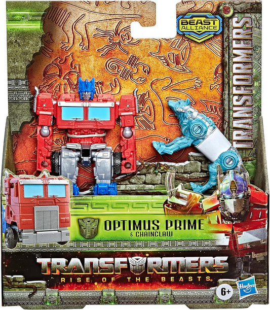 Transformers: A Ascensão das Feras Filme Beast Alliance Beast Weaponizers Pack de 2 Brinquedos Optimus Prime, 6 anos ou mais, 12,5 cm