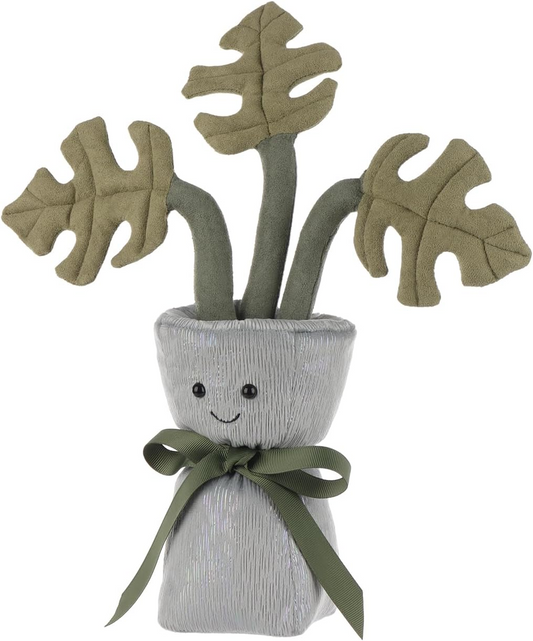 Vaso Monstera de Cordeiro Damasco Peluches Peluches para Crianças, Brinquedos de Peluche Macios e Fofos para Meninas e Meninos, Vaso Monstera Fofo Verde 13 Polegadas