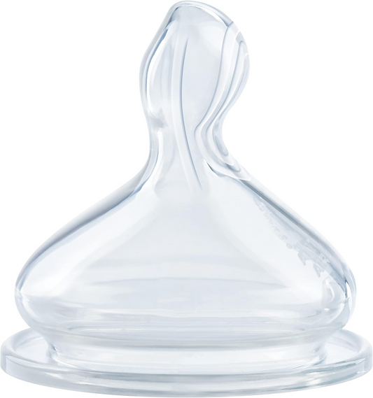 NUK First Choice+ Tetinas de substituição em silicone, 6-18 meses com orifício de alimentação médio, 2 unidades