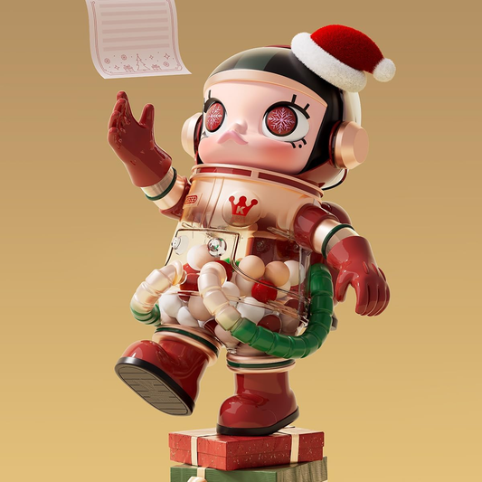POP MART MEGA SPACE MOLLY 400% Natal 2024 Figuras 1 Caixa Design Premium Presentes para Mulheres Fãs-Favorito Colecionável Chic Art Toy Figura de Acção