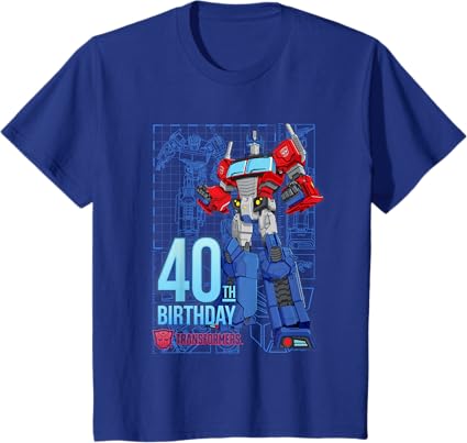T-shirt de aniversário dos 40 anos do Optimus Prime dos Transformers