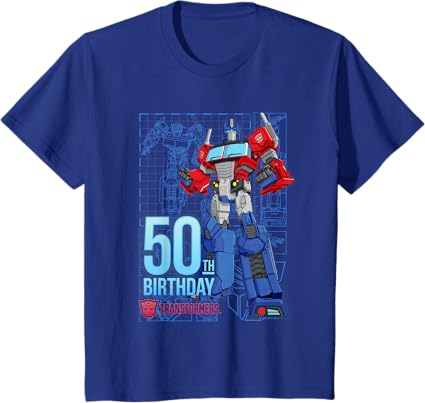 T-shirt de aniversário dos 50 anos do Optimus Prime dos Transformers
