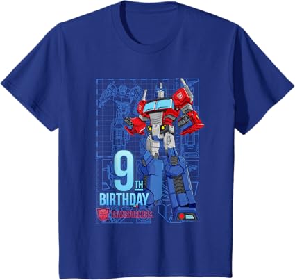 T-shirt de aniversário dos 9 anos do Optimus Prime dos Transformers