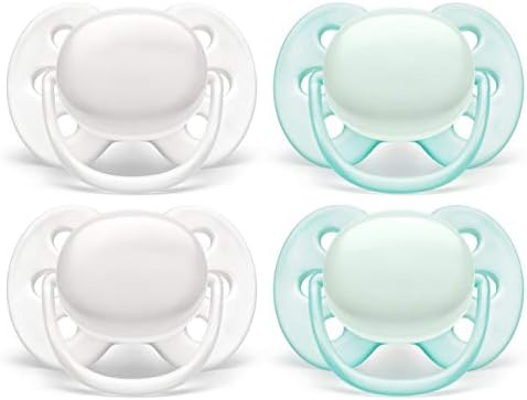 Philips Avent Chupeta ultramacia, 0-6 meses, branco ártico/verde, pacote com 2, SCF210/03