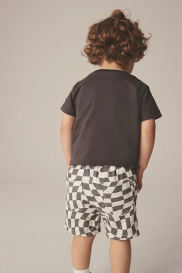 |Boy| Shorts Pull-On - Tabuleiro De Damas Monocromático (3 meses - 7 anos)