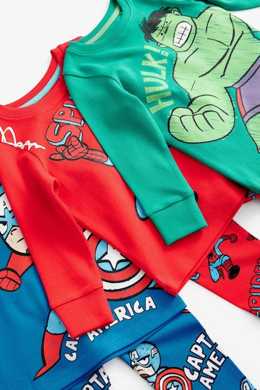 |Boy| Pacote De 3 Pijamas Snuggle Marvel Vermelho/Verde/Azul (9 meses a 8 anos)