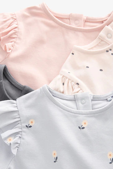 |Niña| Camisetas de manga larga para bebé, paquete de 4, rosa/gris (1,5 - 2 años)