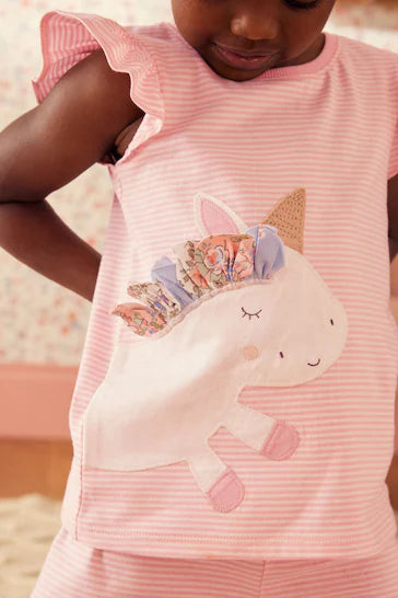 |BigGirl| Pacote De 3 Pijamas Curtos - Unicórnio Rosa/Azul (9 meses a 10 anos)