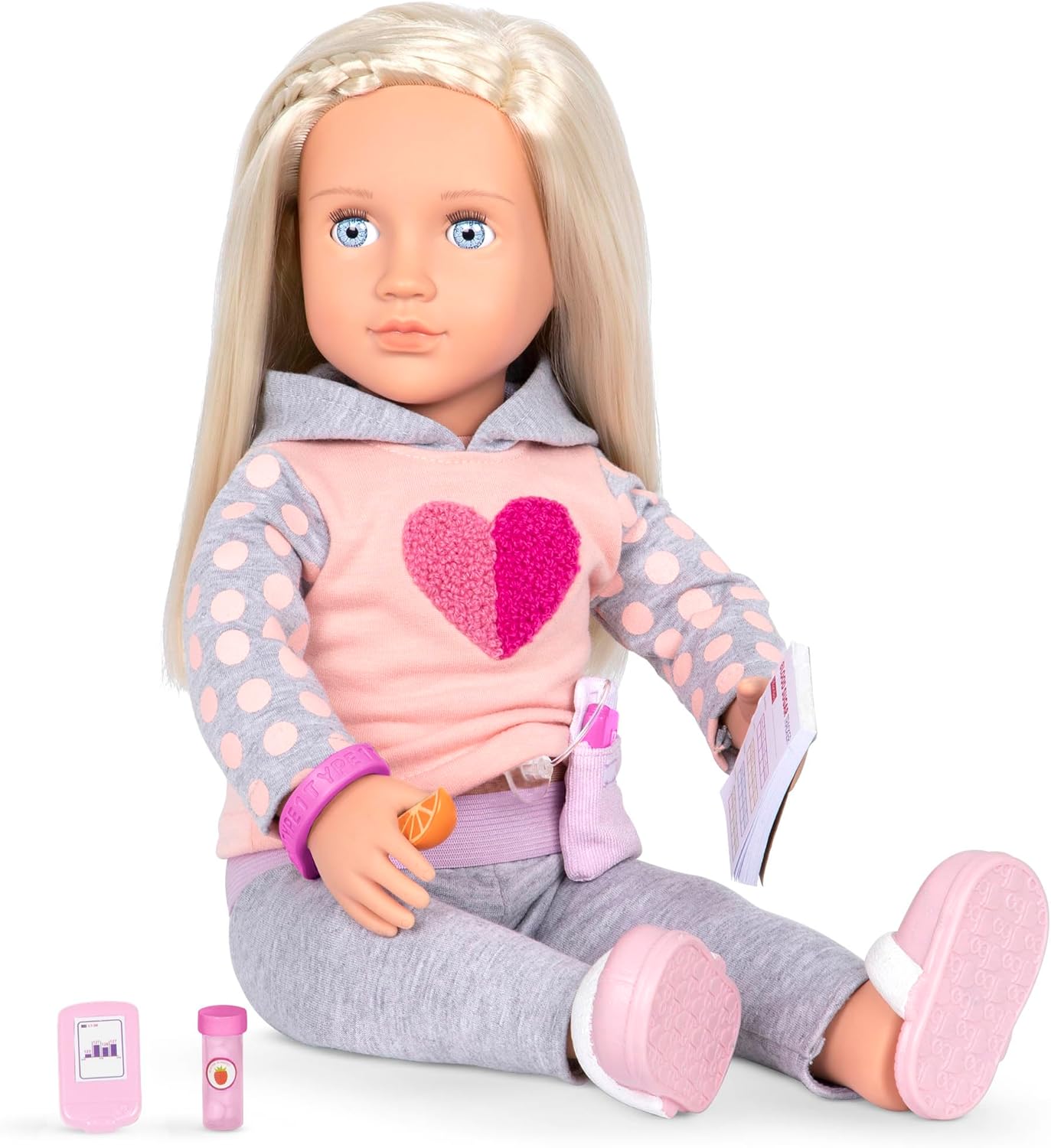 O Nosso Conjunto de Tratamento Geração Doce – Kit de Cuidados para Diabéticos para Bonecas de 18 Polegadas – Conjunto de 9 Acessórios para Diabéticos