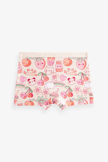 |BigGirl| Pacote De 5 Shorts Estampados - Vermelho/Rosa (2 a 16 anos)