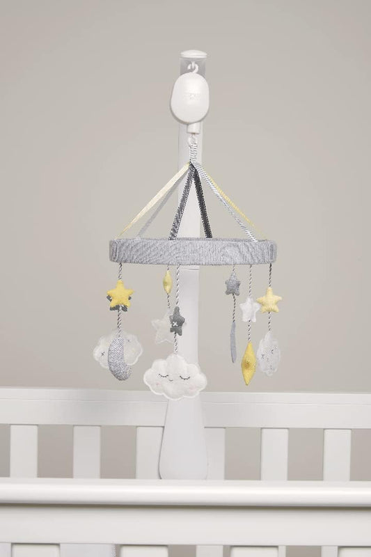 Mamas & Papas Welcome To The World Móvil musical para cuna, música de cuna relajante, diseño de nube y estrella, blanco