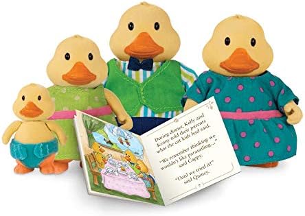Li'l Woodzeez Acc Li'l Woodzeez - Familia de patos Quickquack - Juego de 5 piezas con figuras en miniatura y libro de cuentos - Juguetes y accesorios de animales para niños a partir de 3 años, Multi, W6259