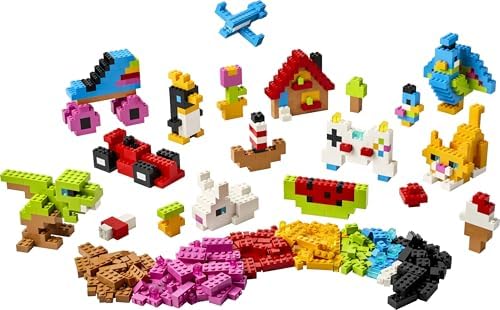 LEGO Conjunto Classic de Peças Criativas Coloridas - Brinquedo para Desenvolvimento da Coordenação Motora Fina - Construa Animais, Figuras de Dinossauros e Veículos, incluindo Avião e Carro Presente de Aniversário para Meninos e Meninas a partir de 5 Anos