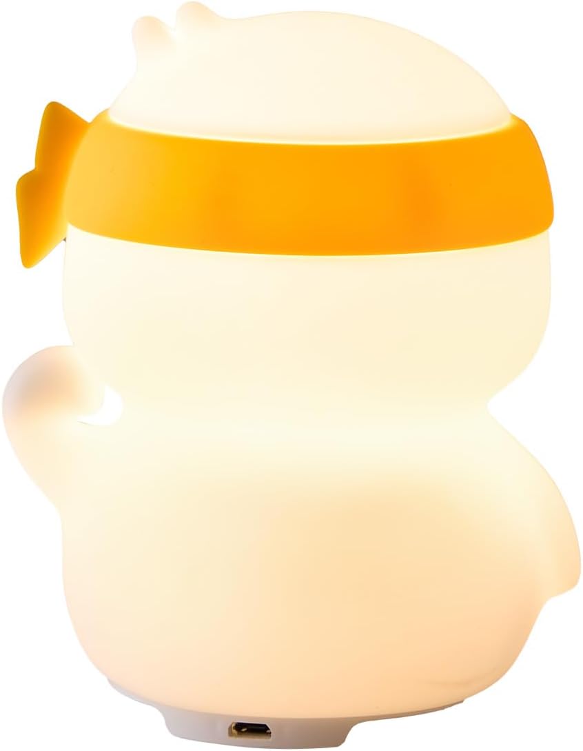 Groov-e  Cuties - Ella Duck - Luz noturna LED que muda de cor com temporizador de 30/60 minutos - 7 cores - Toque para usar - Bateria recarregável de 12 horas ou alimentada por USB - para bebês, crianças pequenas e crianças