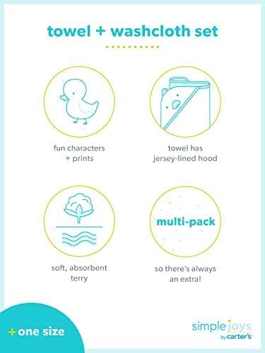 Simple Joys by Carter's Conjunto unissex de toalha e flanela para bebês de 8 peças, embalagens múltiplas