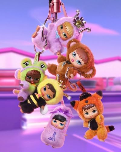 Bratz Bratziez Iconz Bestiez – Pelúcia Colecionável (6 Personagens), Rosto Rígido, Clipe com Pingente em Formato de Boca, Acessório de Mamadeira, Para Maiores de 6 Anos
