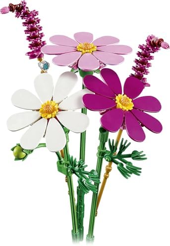 LEGO Botanicals Cosmos Flowers - Buquê de flores artificiais com 3 cosmos artificiais e 2 hastes de capim-fonte - Decoração DIY para quarto infantil - Presente de aniversário para meninas a partir de 9 anos e adultos - 11514