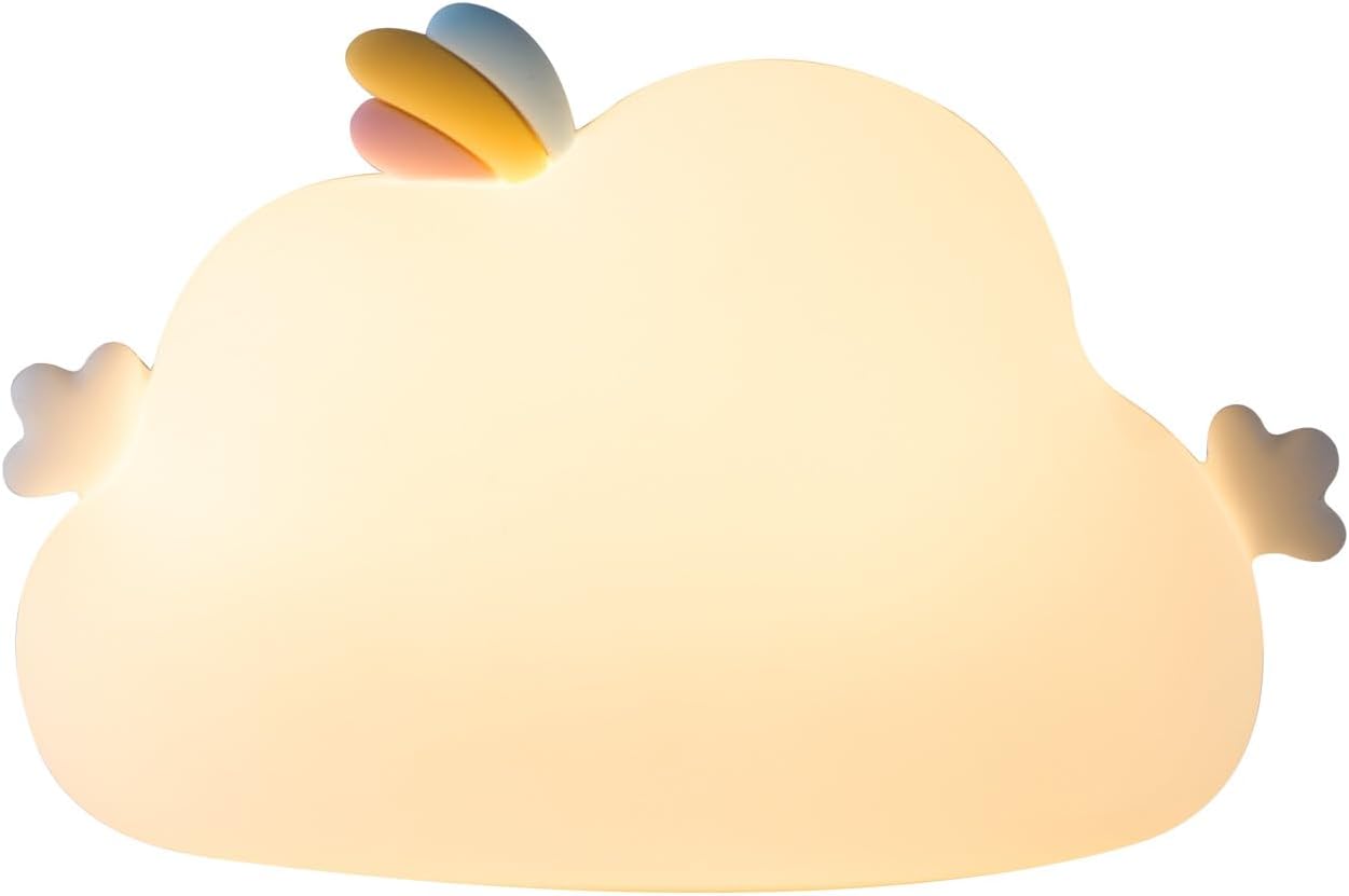 Groov-e Cuties - Olly Cloud - Luz noturna LED que muda de cor com temporizador de 30/60 minutos - 7 cores - Toque para usar - Bateria recarregável de 12 horas ou alimentada por USB - para bebês, crianças pequenas e crianças