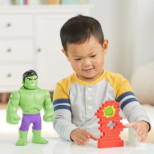 Homem-Aranha e seus amigos incríveis Hasbro Marvel Power Smash Hulk Brinquedo pré-escolar, Figura de ação do Hulk de 25 cm com mudança de rosto, para crianças a partir de 3 anos, Multicolorido (F5067)