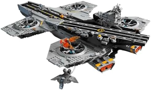 LEGO ǀ Marvel S.H.I.E.L.D. Helicarrier - Kit de Modelo de Porta-Aviões para Adultos - 6 Minifiguras incluindo Capitão América e Nick Fury - Decoração de Prateleira DIY - Presente dos Vingadores para Fãs - 76354