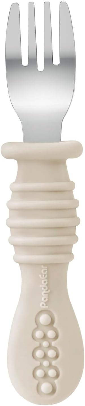 PandaEar Conjunto de Talheres com 6 Peças: Garfo e Colher para Bebê, em Aço Inoxidável, para Alimentação Independente de Bebês e Crianças, com Cabo de Silicone, Livre de BPA