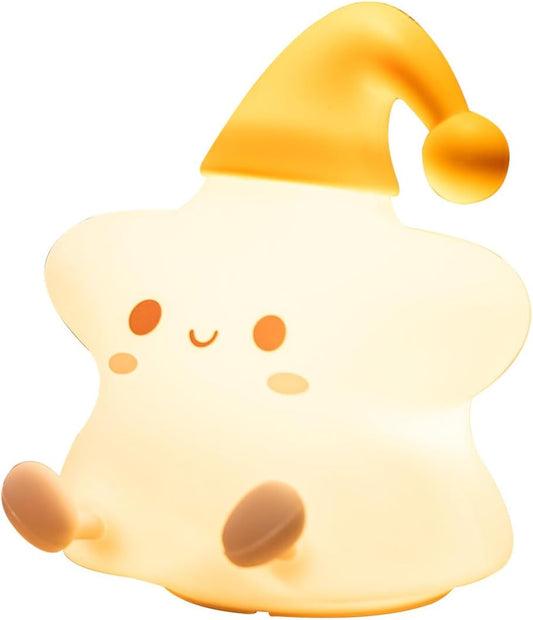 Groov-e Cuties - Ezra Star - Luz nocturna LED que cambia de color con temporizador de 30/60 minutos - 7 colores - Toque para usar - Batería recargable de 12 horas o alimentación por USB - para bebés, niños pequeños y niños