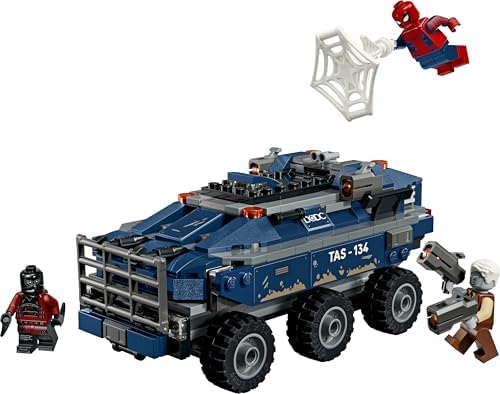 LEGO | Perseguição no Transporte da Prisão do Homem-Aranha da Marvel - Brinquedo de Super-Herói com Carro Blindado e 4 Minifiguras, incluindo Tombstone e Tarantula - Presente para Meninos a partir de 8 Anos e Fãs do Filme - 76349
