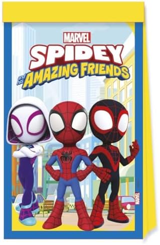 Pacote com 4 Sacolas de Papel para Festa do Homem-Aranha e Seus Incríveis Amigos da Procos