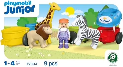 Playmobil | JUNIOR | Trem dos Animais | Trem colorido com animais, 4 vagões e cabine do condutor | Para crianças a partir de 1 ano | 72084