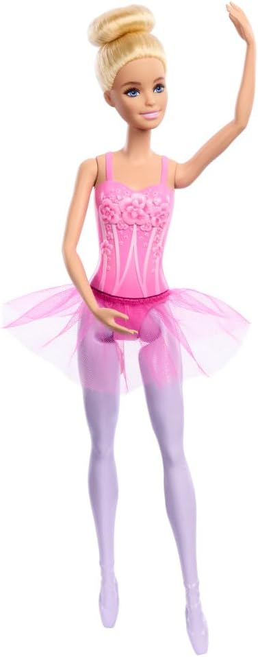 Barbie Boneca Bailarina com Traje de Bailarina, Tutu, Sapatilhas Esculpidas e Braços Posados para Balé para Crianças de 3 Anos ou Mais Boneca Barbie Bailarina, Boneca Loira da Moda, Posada com Braços de Balé e Sapatilhas Ponta