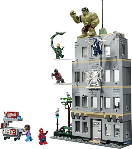LEGO|Marvel Homem-Aranha vs. Hulk Confronto Épico - Brinquedo Interativo de Super-Heróis com Escritório de 4 Andares, Figura de Ação e 5 Minifiguras, incluindo o Escorpião - Presente para Meninos e Fãs a partir de 8 Anos - 76350