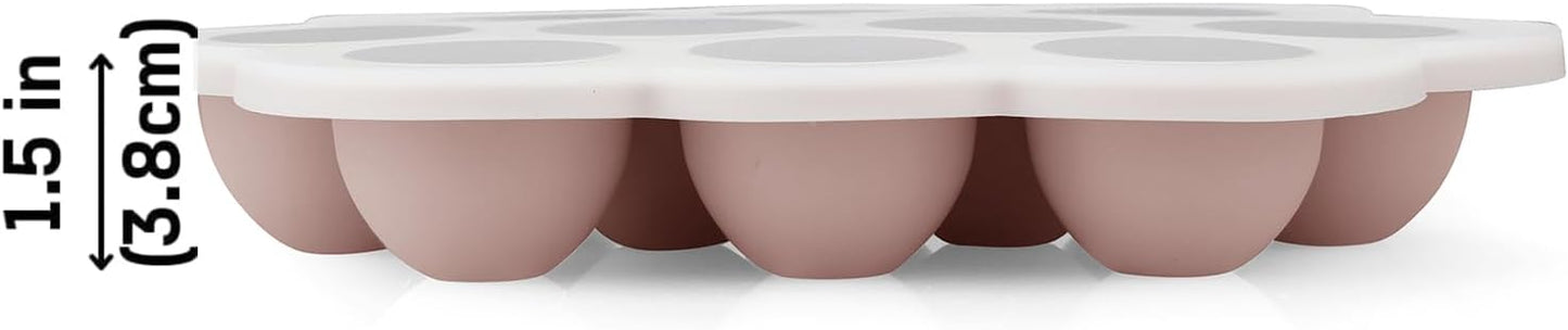 PandaEar Conjunto de 2 Bandejas de Silicone para Congelamento de Comida de Bebê com Tampas, Recipiente Perfeito para Armazenar Comida Caseira, Frutas, Purês e Leite Materno (Rosa/Roxo)