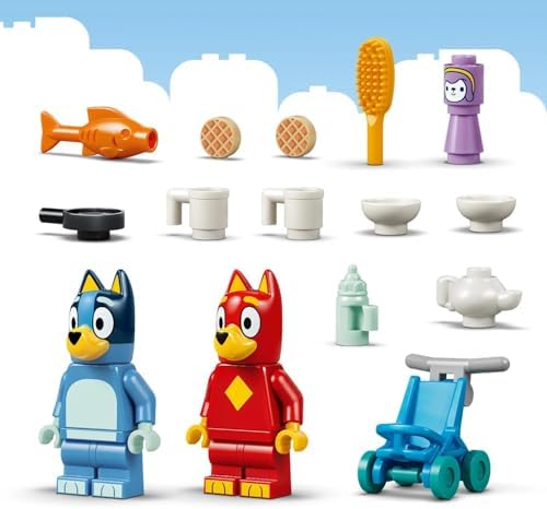 LEGO Escola Bluey com Rusty e Bluey - Brinquedo Educativo com Cozinha, Café, 2 Minifiguras e Acessórios de Comida de Brinquedo - Conjunto Montessori - Presente de Aniversário para Meninas e Meninos a partir de 4 Anos - 11221