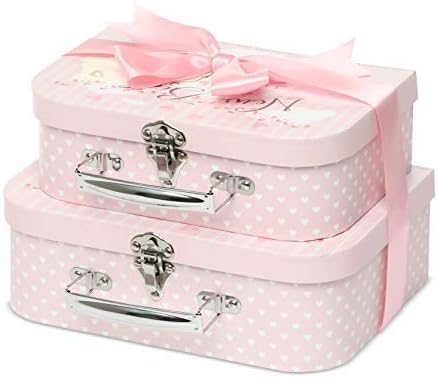 Baby Box Shop - Duas caixas prontas com fita de cetim e etiqueta para malas pequenas e médias, presentes para bebês, caixa de presente de chá de bebê faça você mesmo para meninos