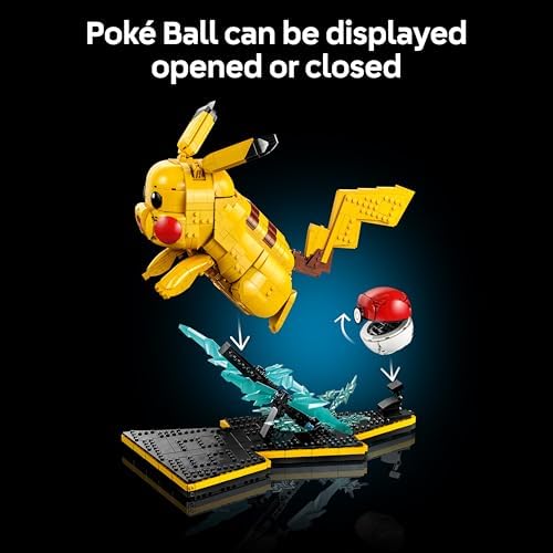 LEGO Pokémon Pikachu e Poké Bola - Conjunto de Construção para Adultos - Kit de Modelo com Figura Articulada de Anime e Suporte de Exibição Dinâmico - Decoração DIY para Quarto ou Mesa - Ideia de Presente Colecionável para Fãs de Jogos - 72152