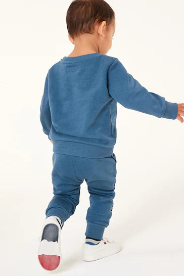 |Chico Grande| Conjunto de sudadera y pantalón jogger - Azul medio (3 meses a 7 años)