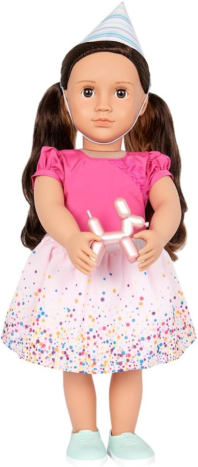 A Nossa Geração – Fato de Aniversário – Saia com Estampado de Confetis e Balão de Caniche – Roupa de Boneca de 18 Polegadas – Brincadeira de Faz de Conta – Brinquedos para Crianças a partir dos 3 Anos – Está na Hora de Festejar