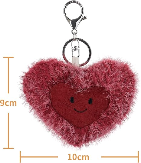 Porta-chaves de peluche fofo de cordeiro damasco, coração milagroso, peluche para o dia dos namorados, bolsa infantil, mochila, bolsa de mão de 3,1 polegadas