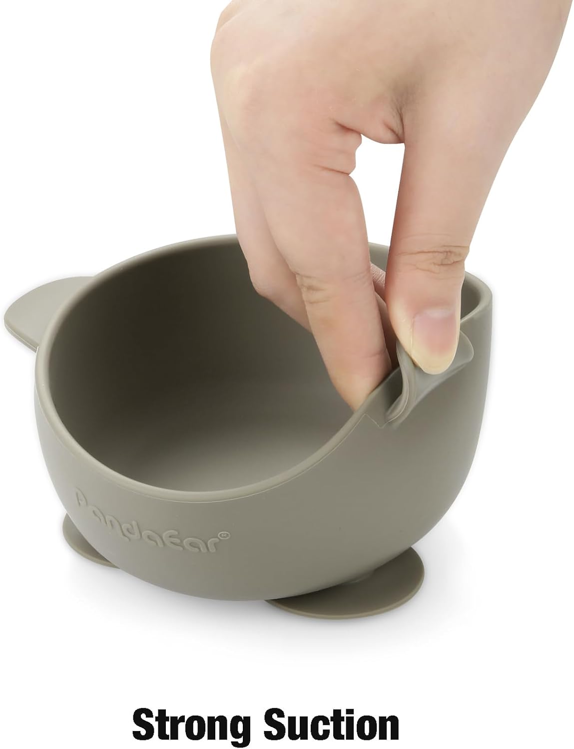 PandaEar Conjunto de 3 Tigelas de Silicone com Ventosa e Tampa, Antiderramamento, para Bebês e Crianças Pequenas na Primeira Fase da Alimentação Infantil, Azul/Marrom/Vermelho